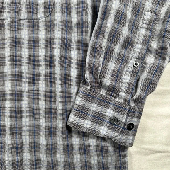 Alan Flusser Shirt Mens XL Casual Pocket Button Down Plaid Long Sleeve Blue‎ - Picture 3 of 7